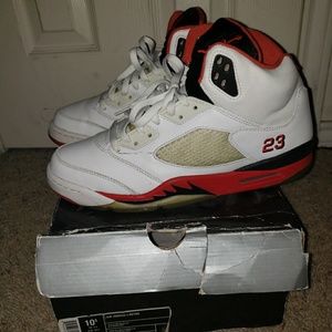 Jordan Retro 5 White/Fire Red